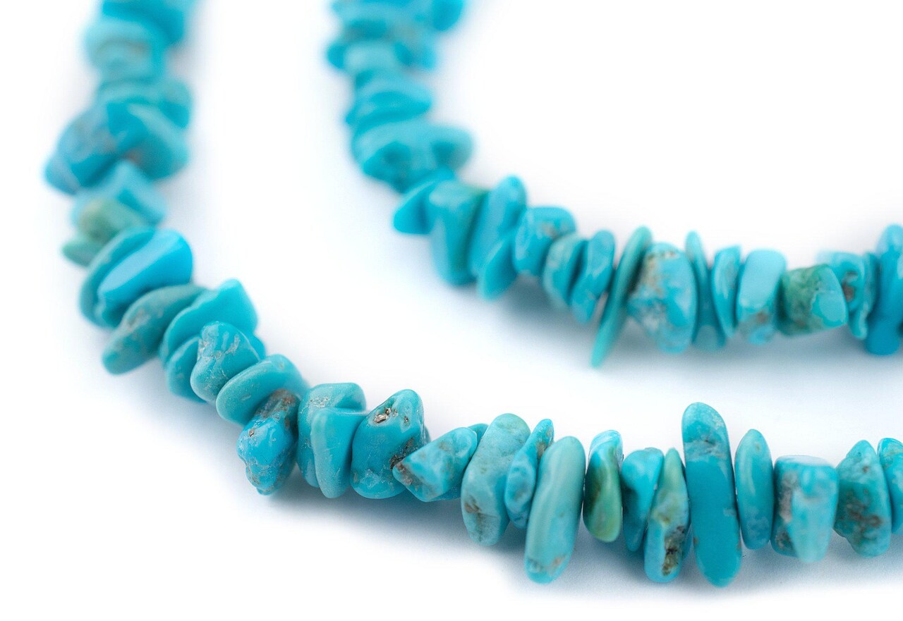 The Bead Chest Blue Arizona Turquoise Chip Beads 5-7mm Chips Gemstone 16 Inch Strand
